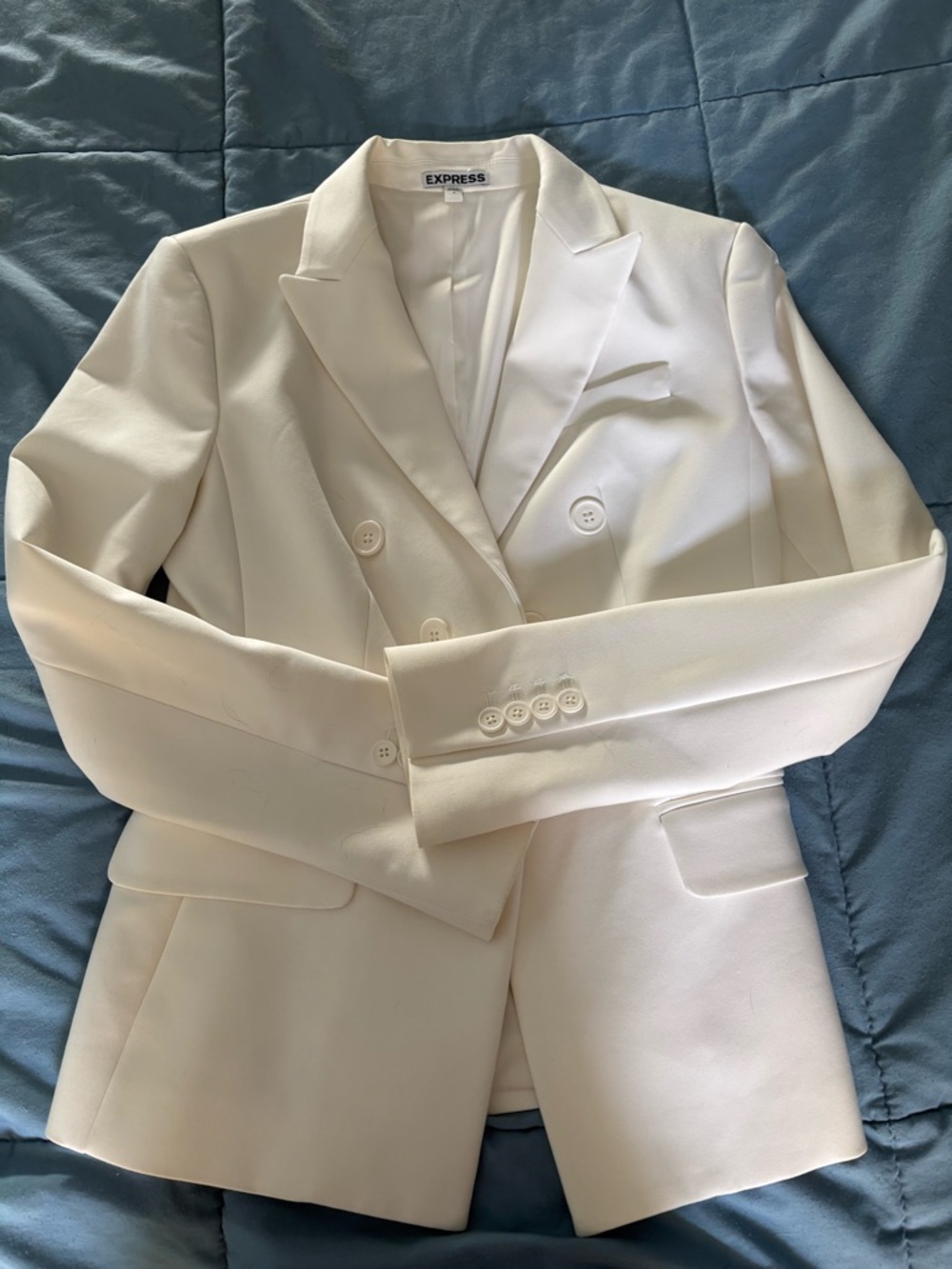 Express White Double-Breasted Blazer